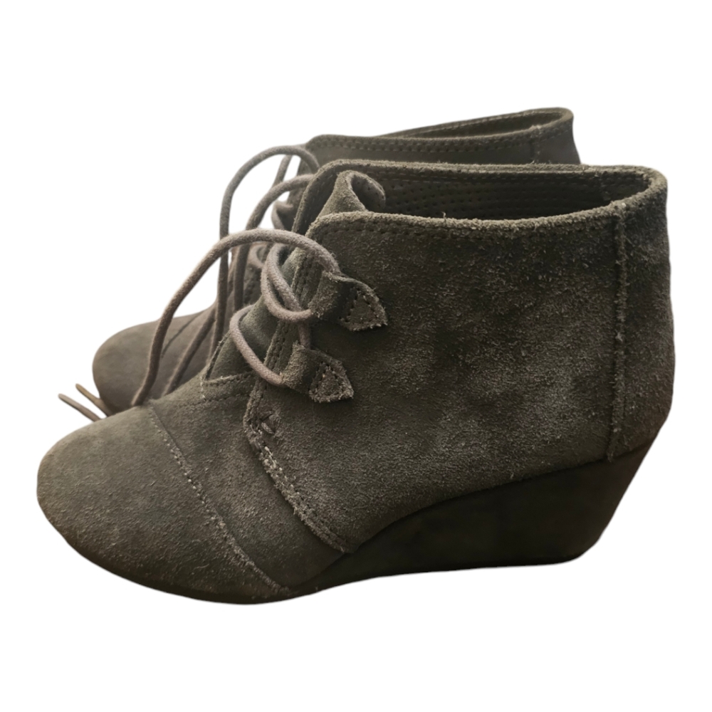 Grey suede wedge boots by TOMS size 7